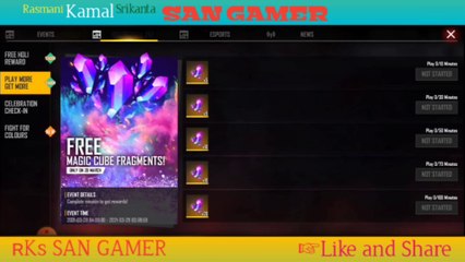 Free Fire New Event | Free Magic Cube Fragment in Holi Event | Play More Get More Event in Free Fire