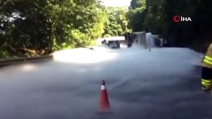 Brezilya’da tıbbi oksijen taşıyan tır devrildi