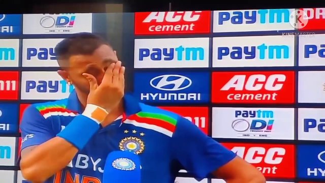 Krunal pandya getting emotional during India vs England ODI match.