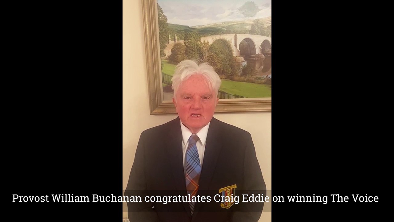 Provost William Buchanan congratulates Craig Eddie on winning The Voice