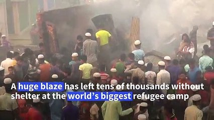 Rohingya refugees search for belongings after massive camp fire