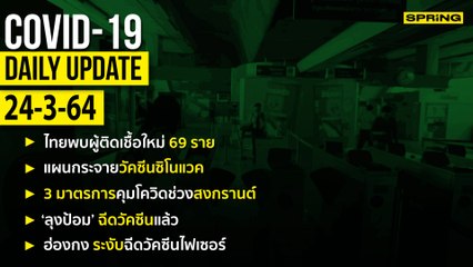 สรุปสถานการณ์การแพร่ระบาดของไวรัสโควิด-19 ประจำวันที่ 24 มีนาคม 2564