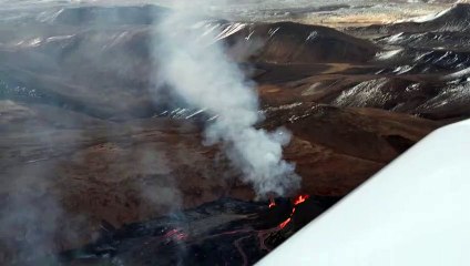 Aerial images show dramatic volcanic eruption near Reykjavik