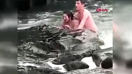 Yer Trabzon; boğulmak üzere olan genç kadını böyle kurtardı