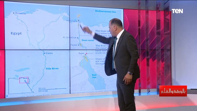 أصبحت ترند عالمي خلال ساعات.. الديهي يشرح بالخريطة أسباب أزمة السفينة بعد انحرافها في قناة السويس