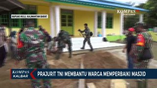 Prajurit TMMD Kapuas Hulu Bantu Warga Perbaiki Masjid di Dusun Suka Ramai