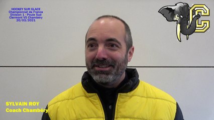 Hockey sur glace Interview de Sylvain Roy Coach des Eléphants de Chambéry, 20/03/2021 (D1 Poule Sud – J8 Clermont-Ferrand VS Chambéry)