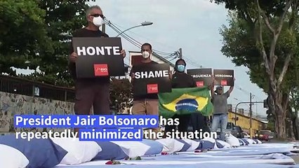 Protest in Rio against government as Brazil reaches 300,000 Covid-19 deaths