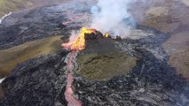 Lava Explodes From Volcano in Iceland