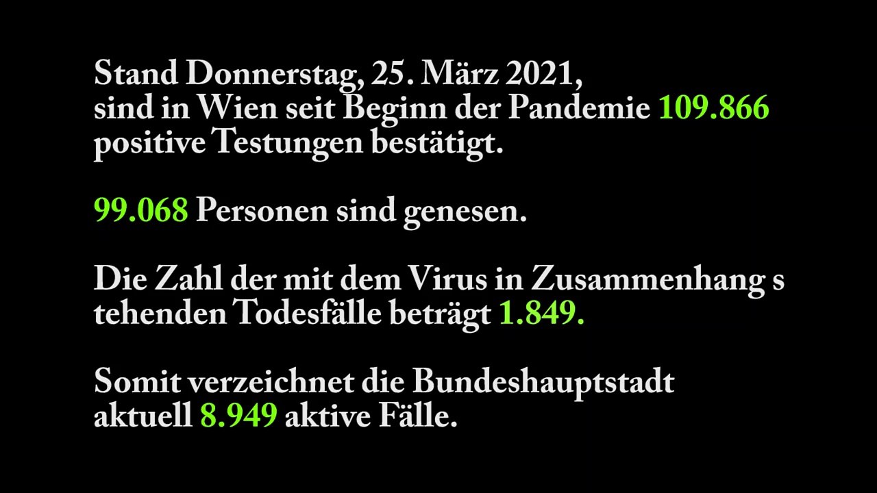 Wien Corona Kennzahlen Donnerstag, 26. März 2021