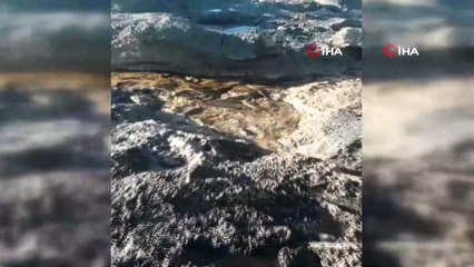 Karataş sahilleri bilinmeyen maddeyle kaplandı