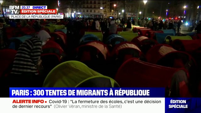 Paris: plus de 300 tentes de migrants installées place de la République