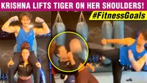 UNBELIEVABLE! Tiger Shroff's Sister Krishna LIFTS HIm On His Shoulder| Workout Video