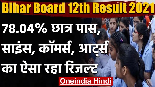 Bihar Board 12th Result 2021: 12वीं का रिजल्ट जारी, 78.04% छात्र हुए पास | वनइंडिया हिंदी
