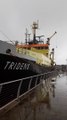 Large Dutch government scientific research vessel the Tridens moored at Pennyburn in Derry