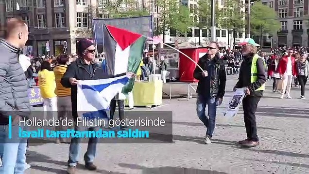 Hollanda'da Filistin gösterisinde İsrail taraftarından saldırı