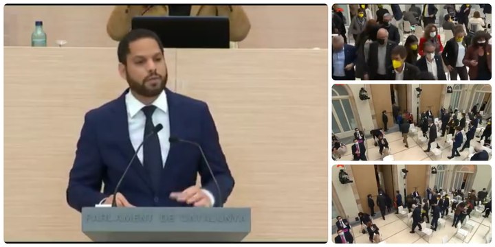 Ignacio Garriga fulmina a los supremacistas catalanes tras montar una esperpéntica fuga en tropel cuando el de VOX tomaba la palabra