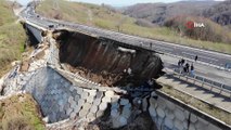 Düzce-Zonguldak Yolu Heyelan Sonrası Çöktü! Heyelan Bölgesi Havadan Havadan Görüntülendi
