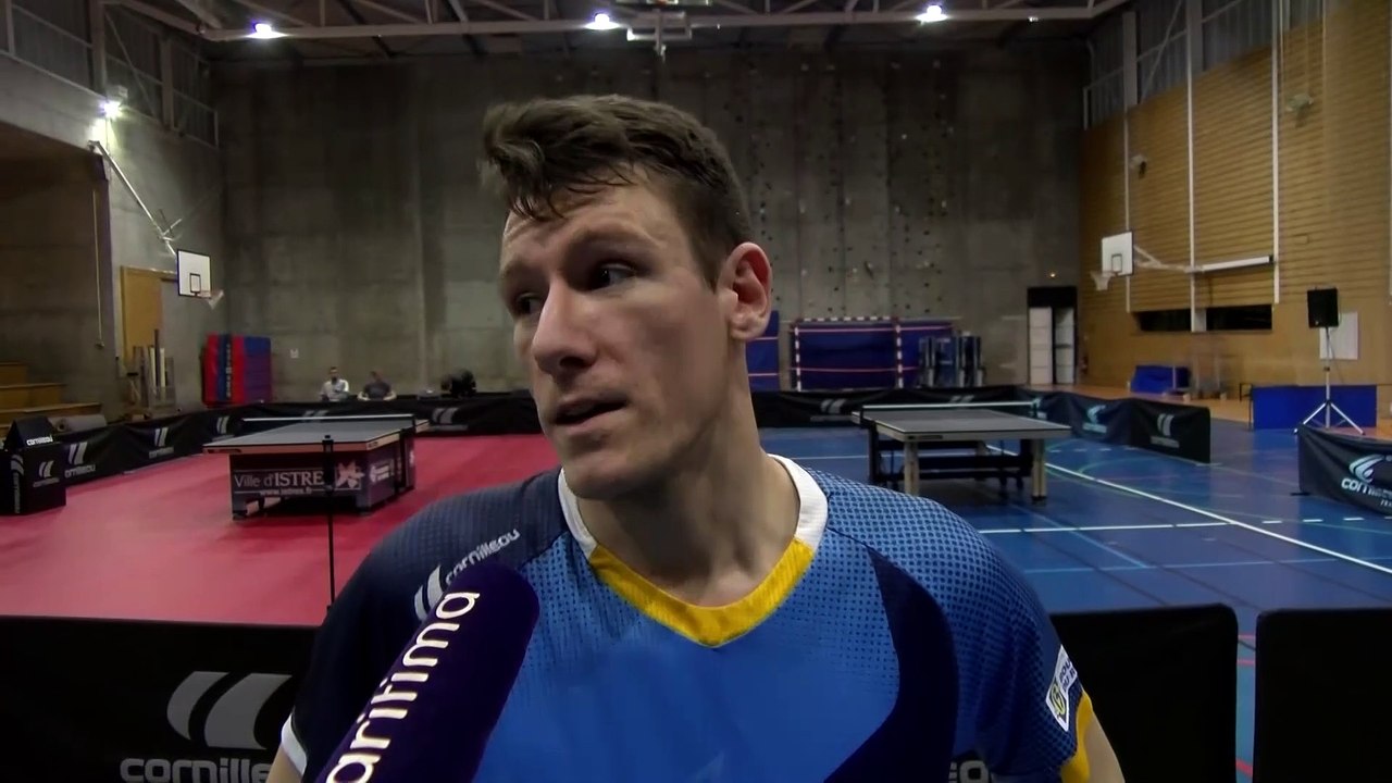 Enzo Angles après la victoire d'Istres Tennis de Table contre Villeneuve