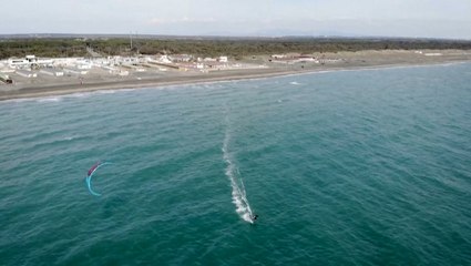 With beaches closed due to COVID, Italian kitesurfers come out to play