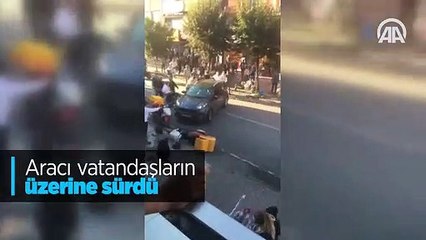 Aracı vatandaşların üzerine sürdü