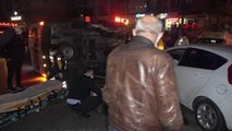 Otomobille çarpışan ambulans devrildi 1 yaralı