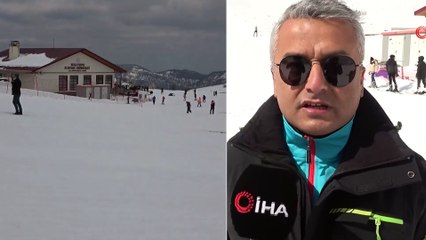 Kar Kalınlığının 1 Metreyi Bulduğu Kayak Merkezinde Hafta Sonu Yoğunluğu