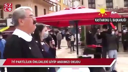 İyi Partililer siyah önlükler giyip meydanda Andımız'ı okudu