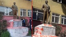 Tekirdağ'da Atatürk heykelinin üzerine hakaret içerikli yazılar yazıldı, valilik harekete geçti