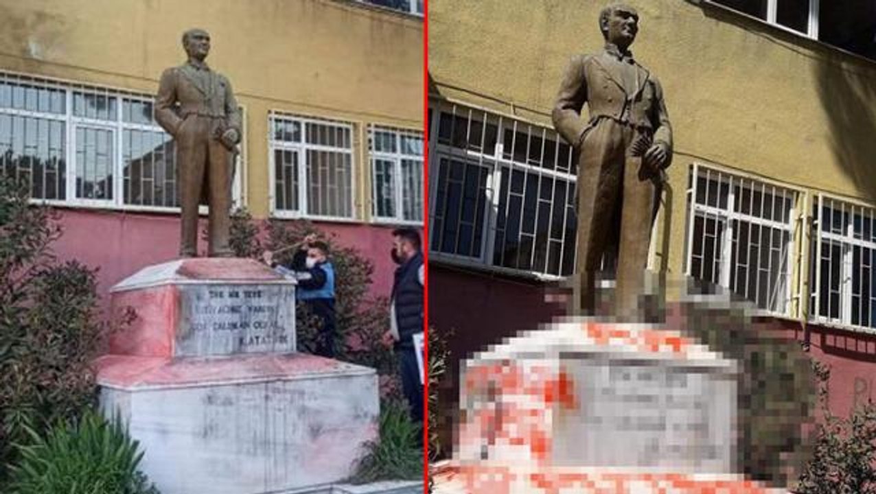 Tekirdağ'da Atatürk heykelinin üzerine hakaret içerikli yazılar yazıldı, valilik harekete geçti
