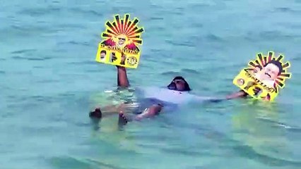 உதயசூரியன் சின்னத்துடன் பாம்பன் கடலில் 6 மணிநேரம் மிதந்து வாக்கு கேட்டு மதிமுக தொண்டர்கள் - வீடியோ