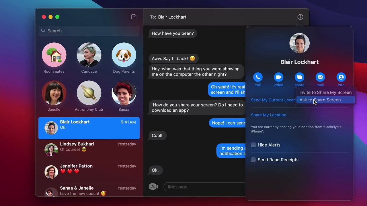 Comment partager votre écran avec d'autres personnes dans Messages sur votre Mac — Apple Support