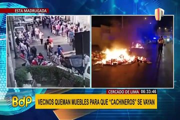 Cercado de Lima: vecinos queman muebles para que recicladores se retiren de la zona