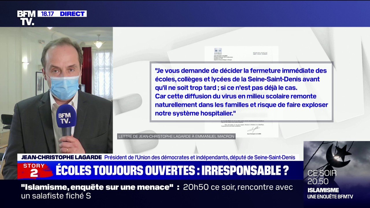 Jean-Christophe Lagarde, président de l'UDI: "L' école est en train de devenir un accélérateur de la propagation du virus"