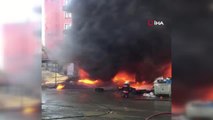 Son dakika! Lastik dükkanında korkutan yangın: Alevler metrelerce yükseğe çıktı