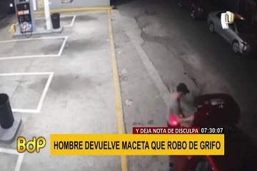 Hombre devuelve maceta que robó de grifo y deja nota pidiendo disculpas