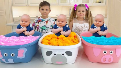 Diana and Roma teach Oliver colors - Toddler learning video