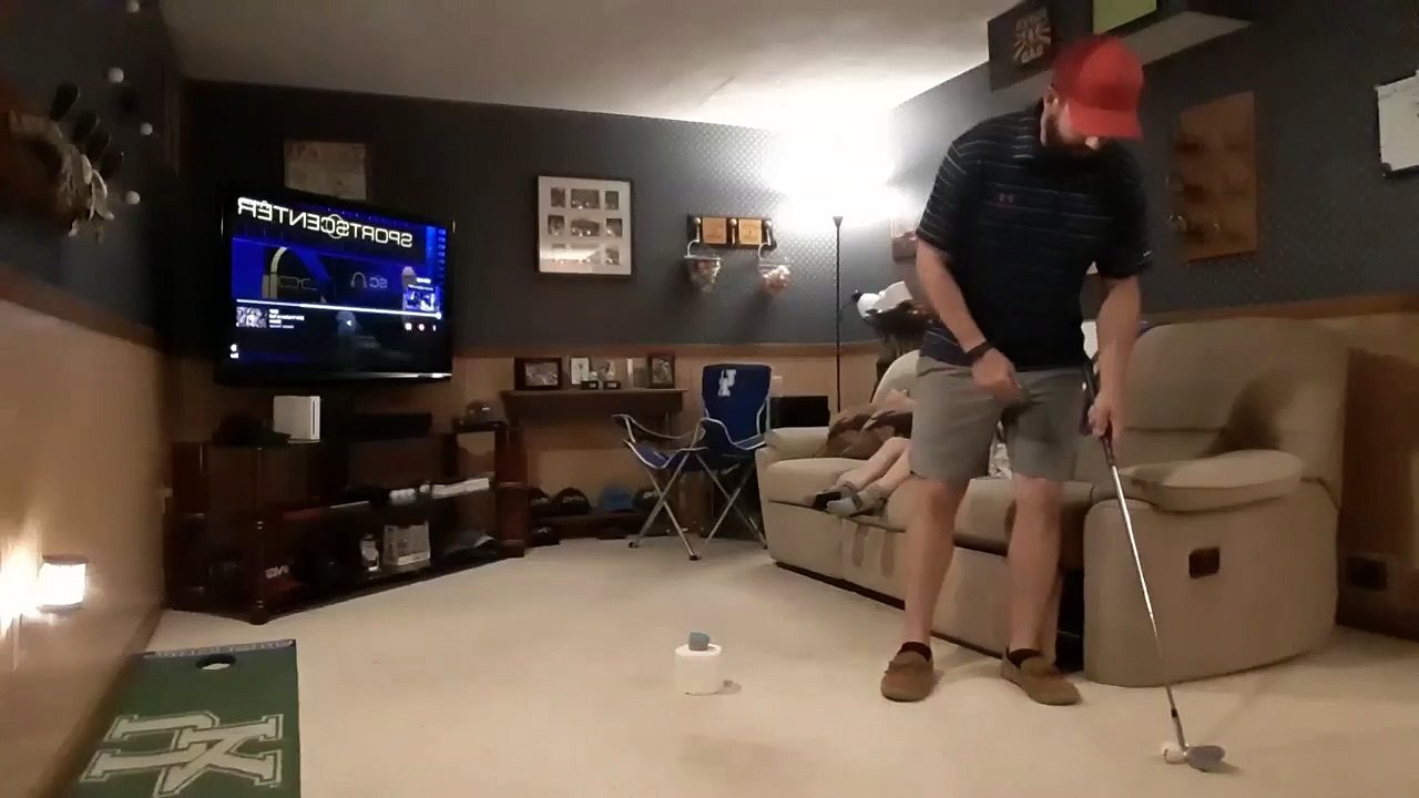 Nailing a Golf Trick Shot Using a Wall and Recliner