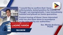 #LagingHanda | PCOO Sec. Martin Andanar, kinumpirmang nag-positibo siya sa COVID-19; QC Mayor Joy Belmonte, nagpositibo muli sa COVID-19