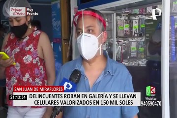 SJM: ladrón se lleva cerca de S/150 mil en celulares y dinero tras robar en tiendas de galería
