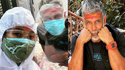 Here's How Covid+ Milind Soman Celebrated His Holi With Wife
