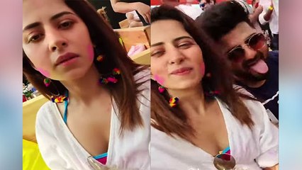 Shargum Mehta ने पति Ravi Dubey संग नहीं बल्कि इनके साथ मनाई Holi |FilmiBeat