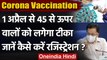 Corona Vaccination: 1 April से 45 years से अधिक उम्र के लोग करा सकेंगे Vaccinations | वनइंडिया हिंदी