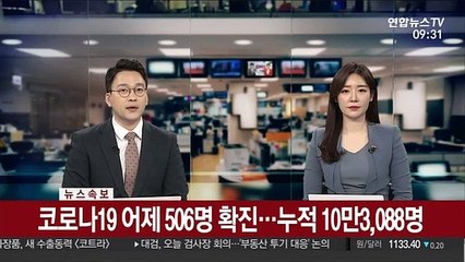 [속보] 코로나19 어제 506명 확진…누적 10만3,088명