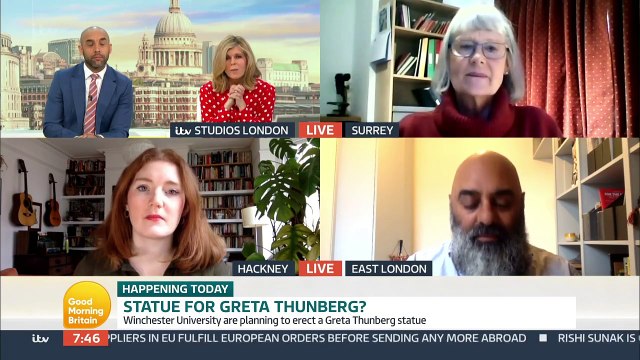 L'inauguration d'une statue de la figure du mouvement contre le réchauffement climatique Greta Thunberg dans une université britannique au coeur d'une vive une polémique