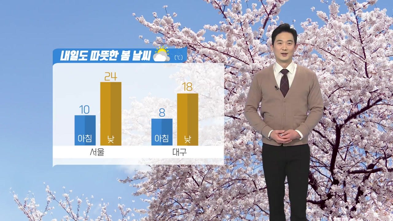 [날씨] 내일도 따뜻한 봄 날씨...미세먼지 '보통' / YTN