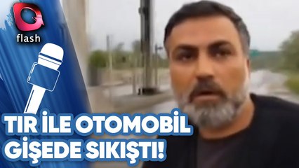 Tır İle Otomobil Gişede Sıkıştı!