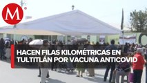 Largas filas de adultos mayores en Tultitlán por vacuna anticovid