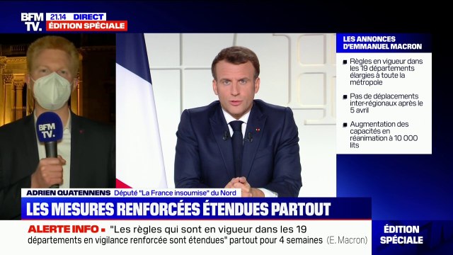 Adrien Quatennens: Nous avons face à nous le virus, mais aussi une équipe d'incapables qui a raté toutes les étapes