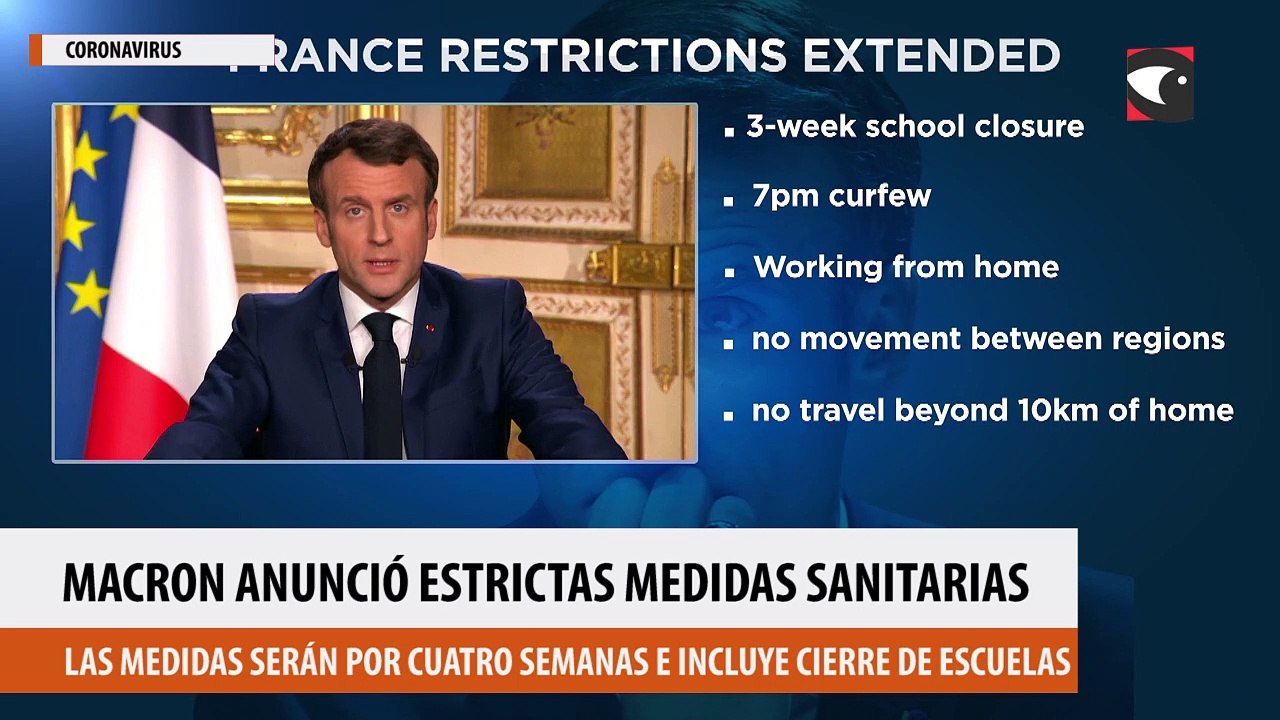 Macron anunció estrictas medidas sanitarias por cuatro semanas incluyendo el cierre de escuelas